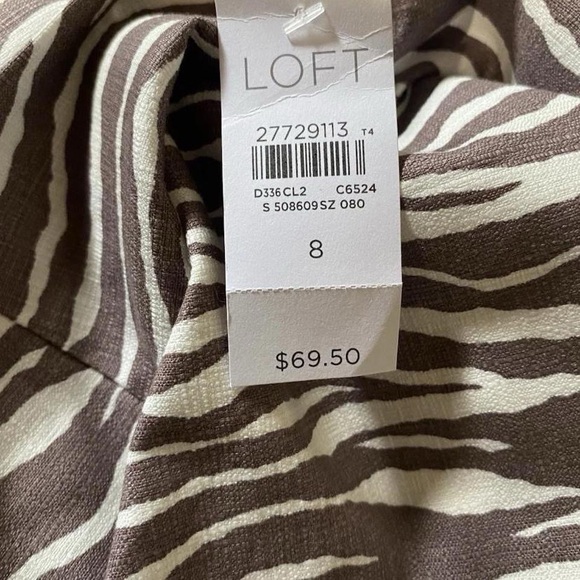 LOFT Sweet Taupe Zebra Print Mini Skirt - Size 8 NWT - Picture 5 of 6